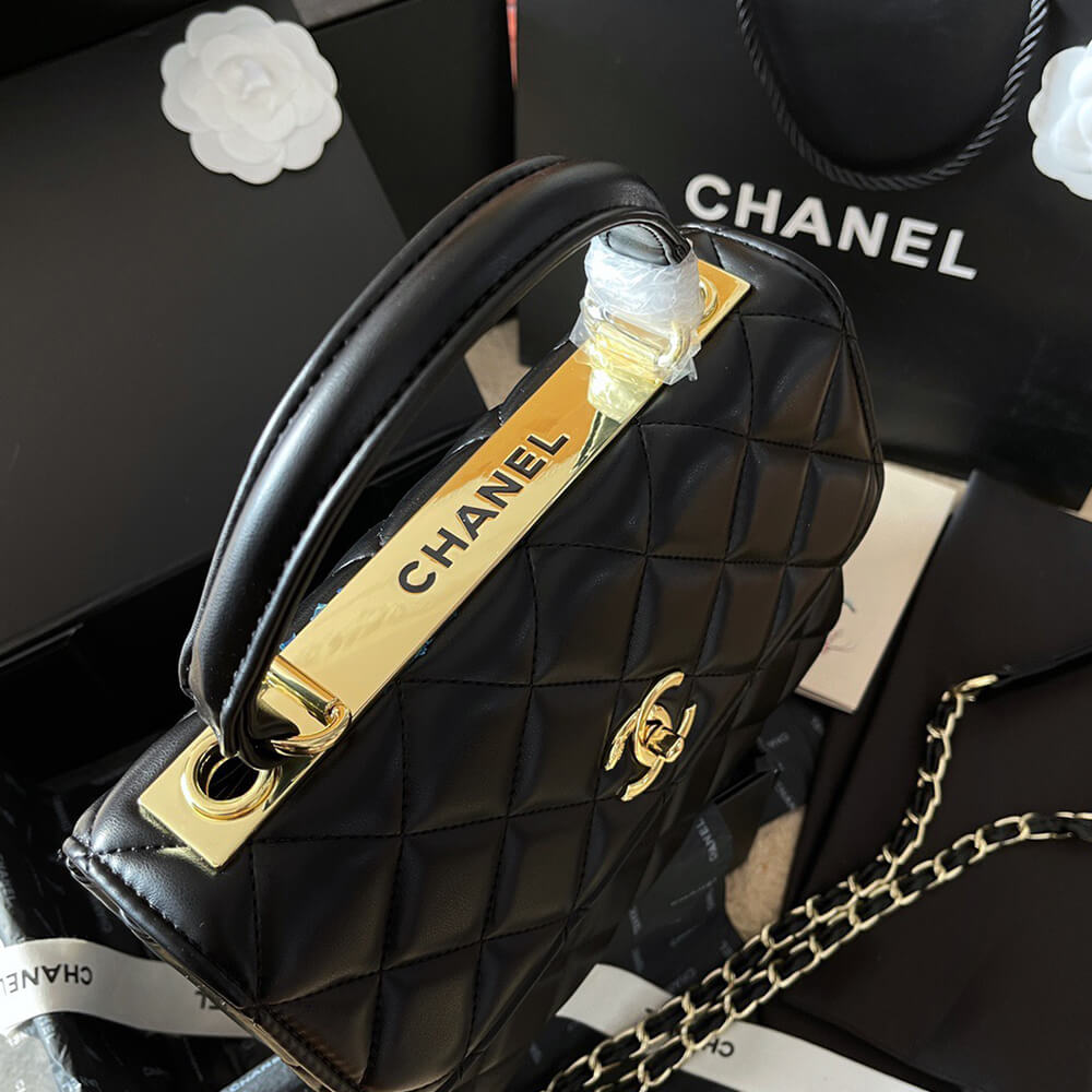 Ch*el flap bag with top handle