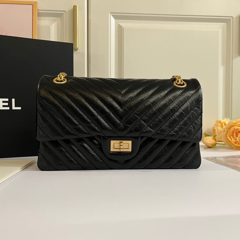 Ch*el calfskin chevron 2.55