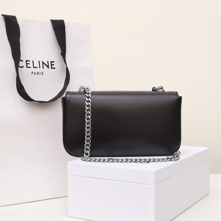 Ce**e claude shiny cowhide leather chain shoulder bag