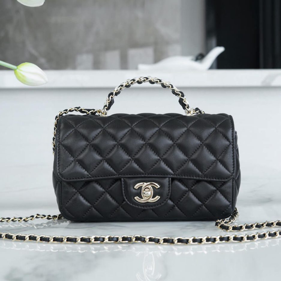 Ch*el mini flap with top handle