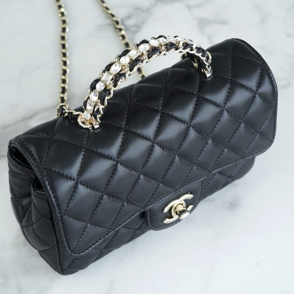 Ch*el mini flap with top handle