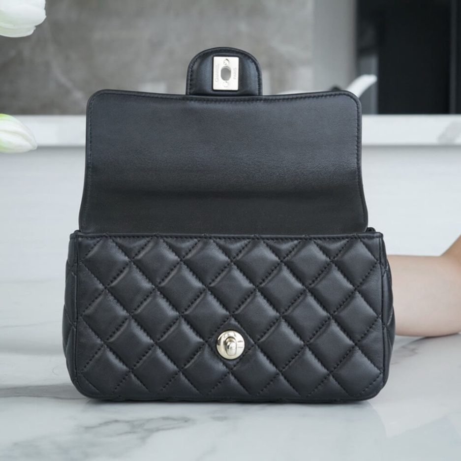 Ch*el mini flap with top handle
