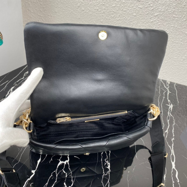 Pra*a system nappa leather patchwork bag