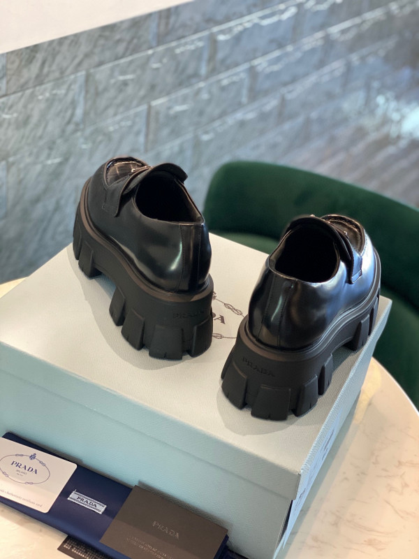 Pra*a brushed leather monolith loafers