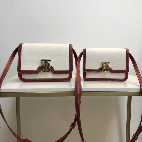 B**rry two-tone canvas and leather tb bag