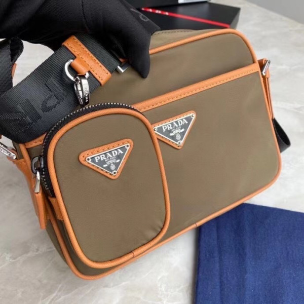 Pra*a re-nylon and saffiano leather shoulder bag