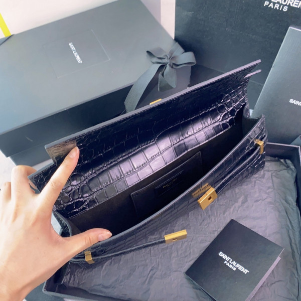 Y*L manhattan clutch in crocodile-embossed leather