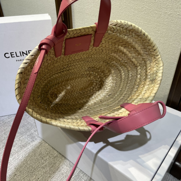 CELIN* TRIOMPHE CELIN* CLASSIC PANIER IN PALM LEAVES AND CALFSKIN