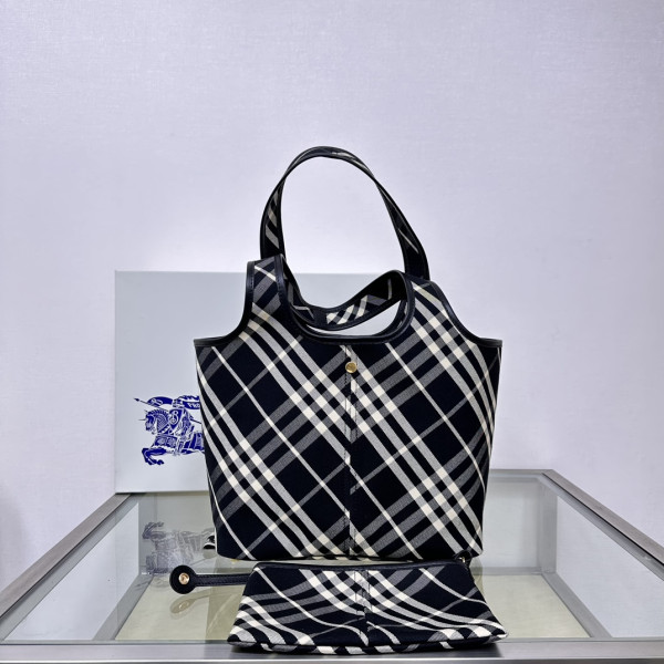 B**rry medium check tote bag-41*14*26cm