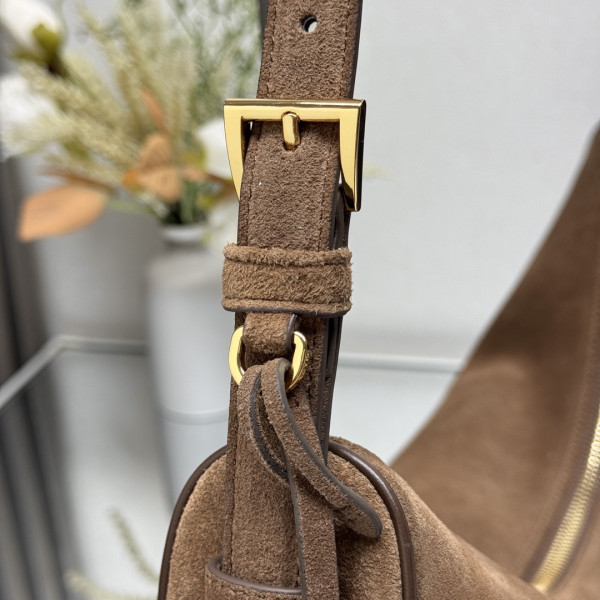 Pra*a demi-lune large suede shoulder bag